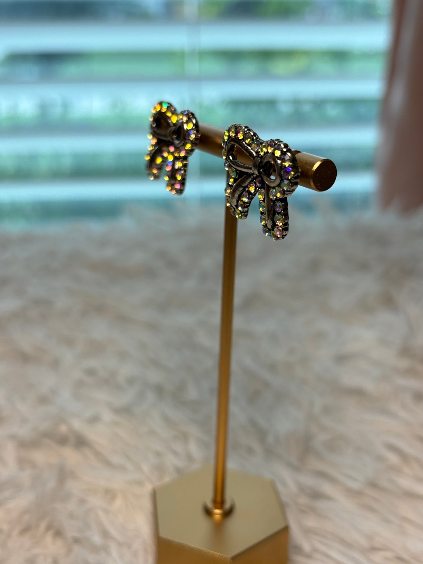 Bow Rhinestone Stud Earrings