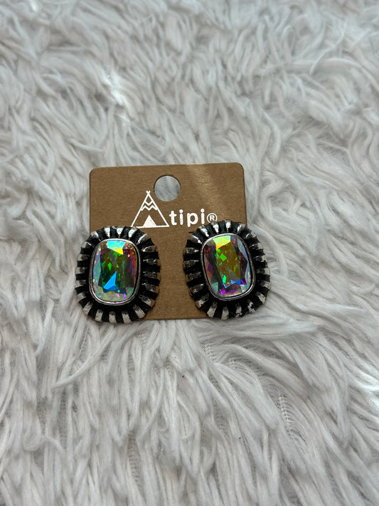 Western Rectangle Stone Stud Earrings