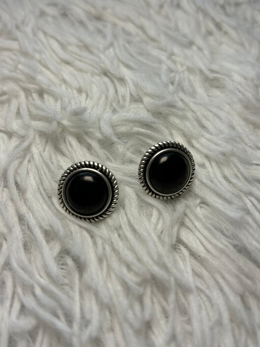 Black Round Stud Earrings