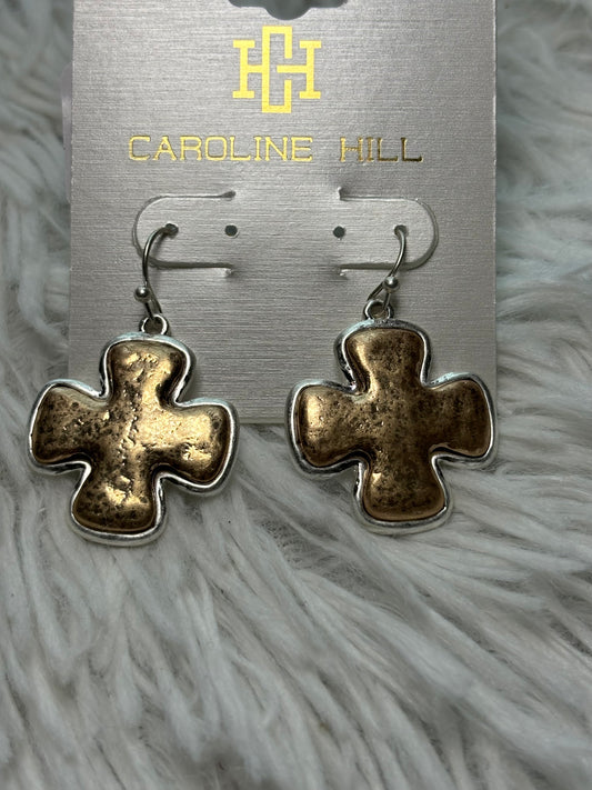 Silver and Gold Cross Earrings