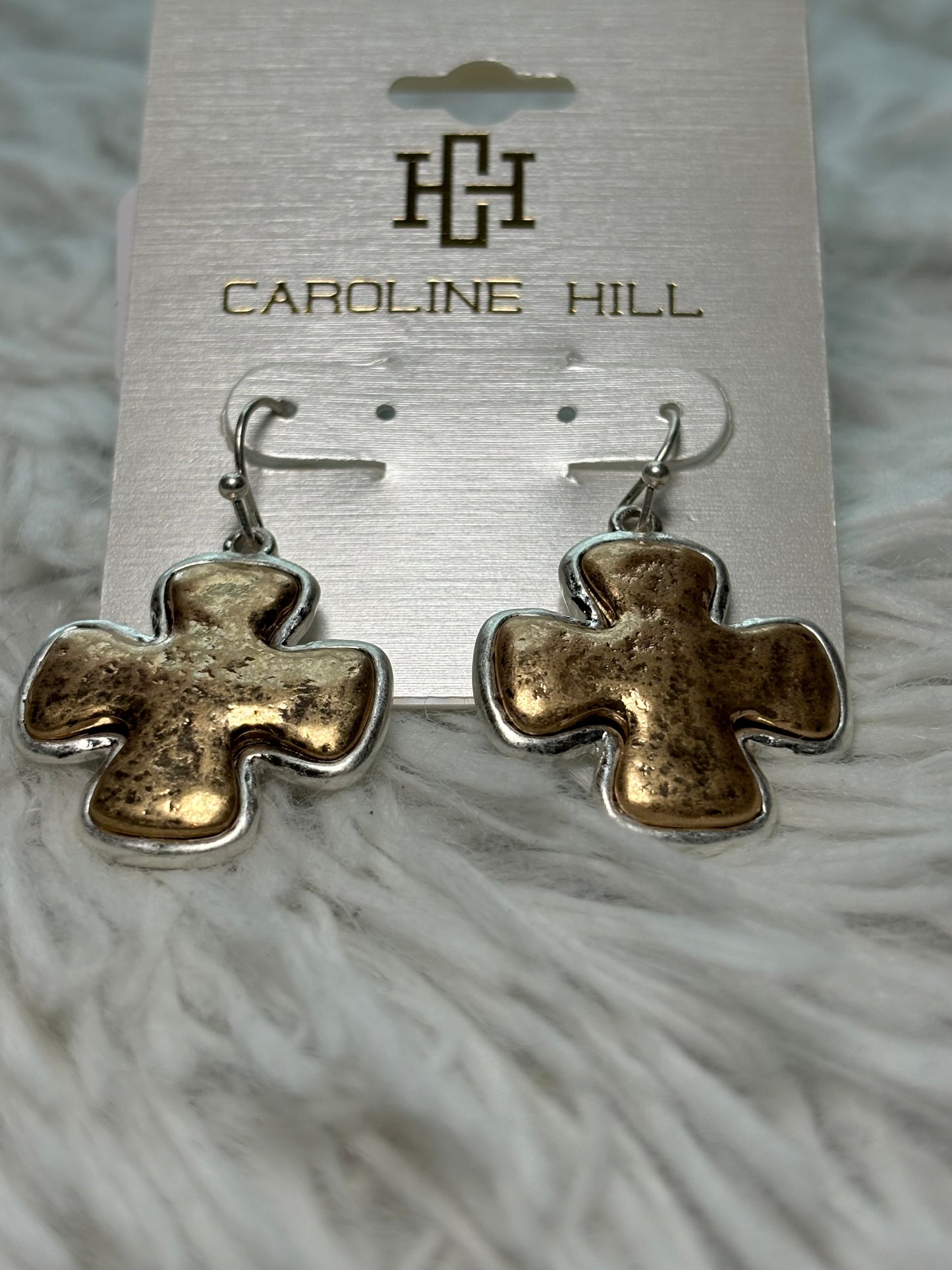 Silver and Gold Cross Earrings