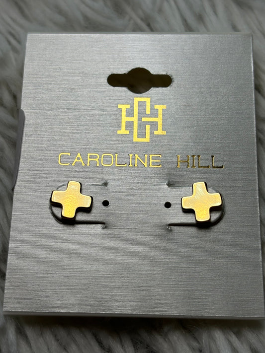 Gold Cross Stud Earrings