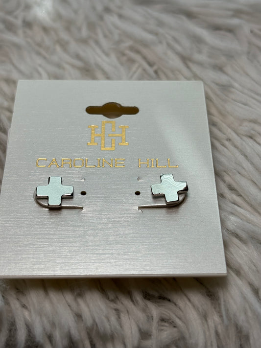 Silver Cross Stud Earrings