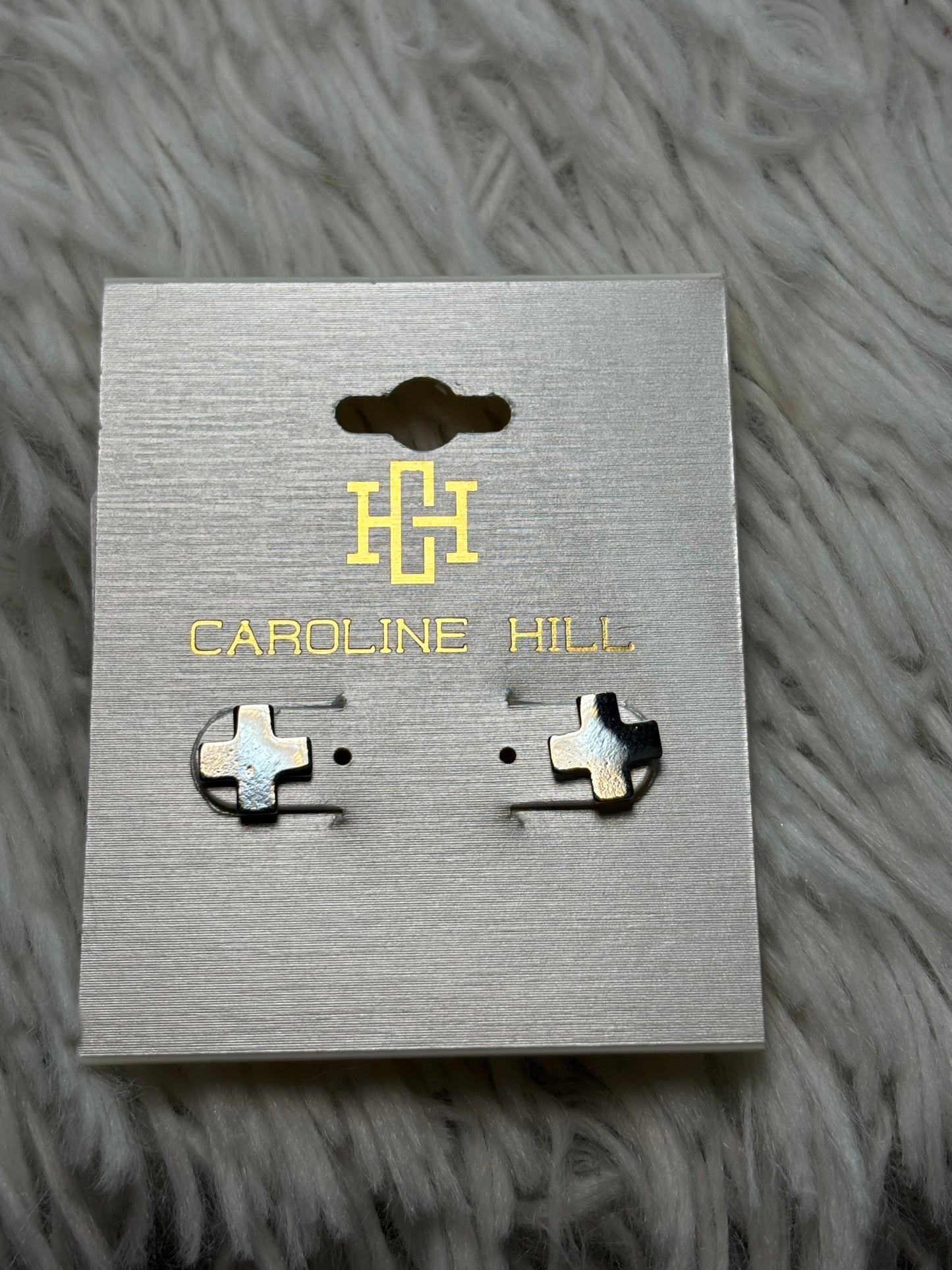 Silver Cross Stud Earrings