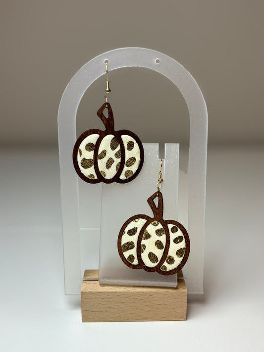 Halloween Pumpkin Leopard Pattern Earrings