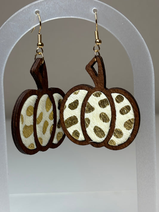 Halloween Pumpkin Leopard Pattern Earrings