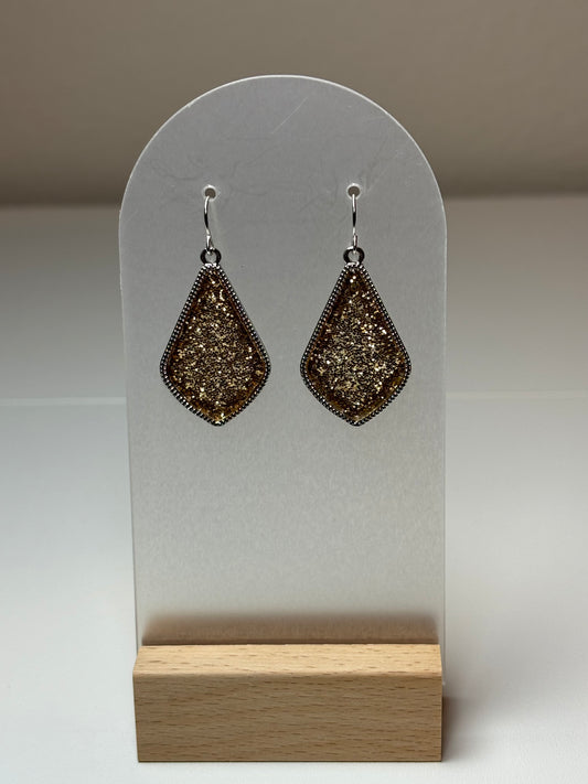 Small Silver with Gold Glitter Earrings