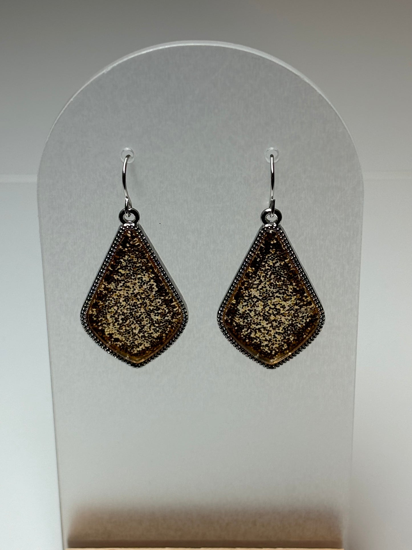 Small Silver with Gold Glitter Earrings