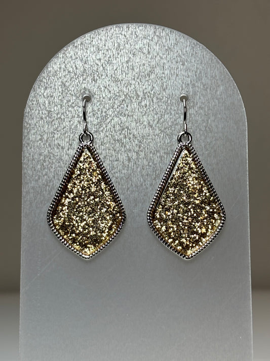 Small Silver with Gold Glitter Earrings