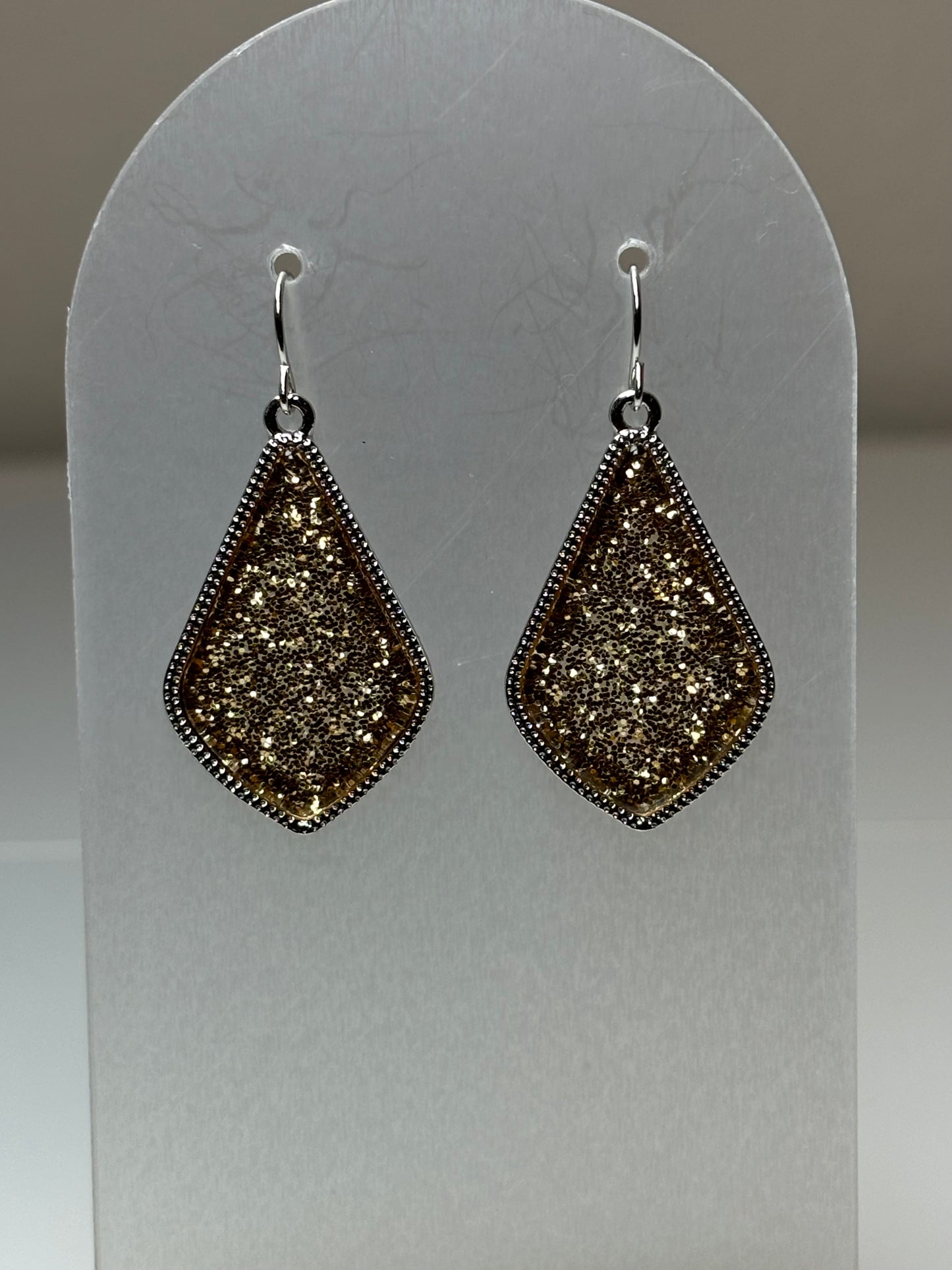 Small Silver with Gold Glitter Earrings