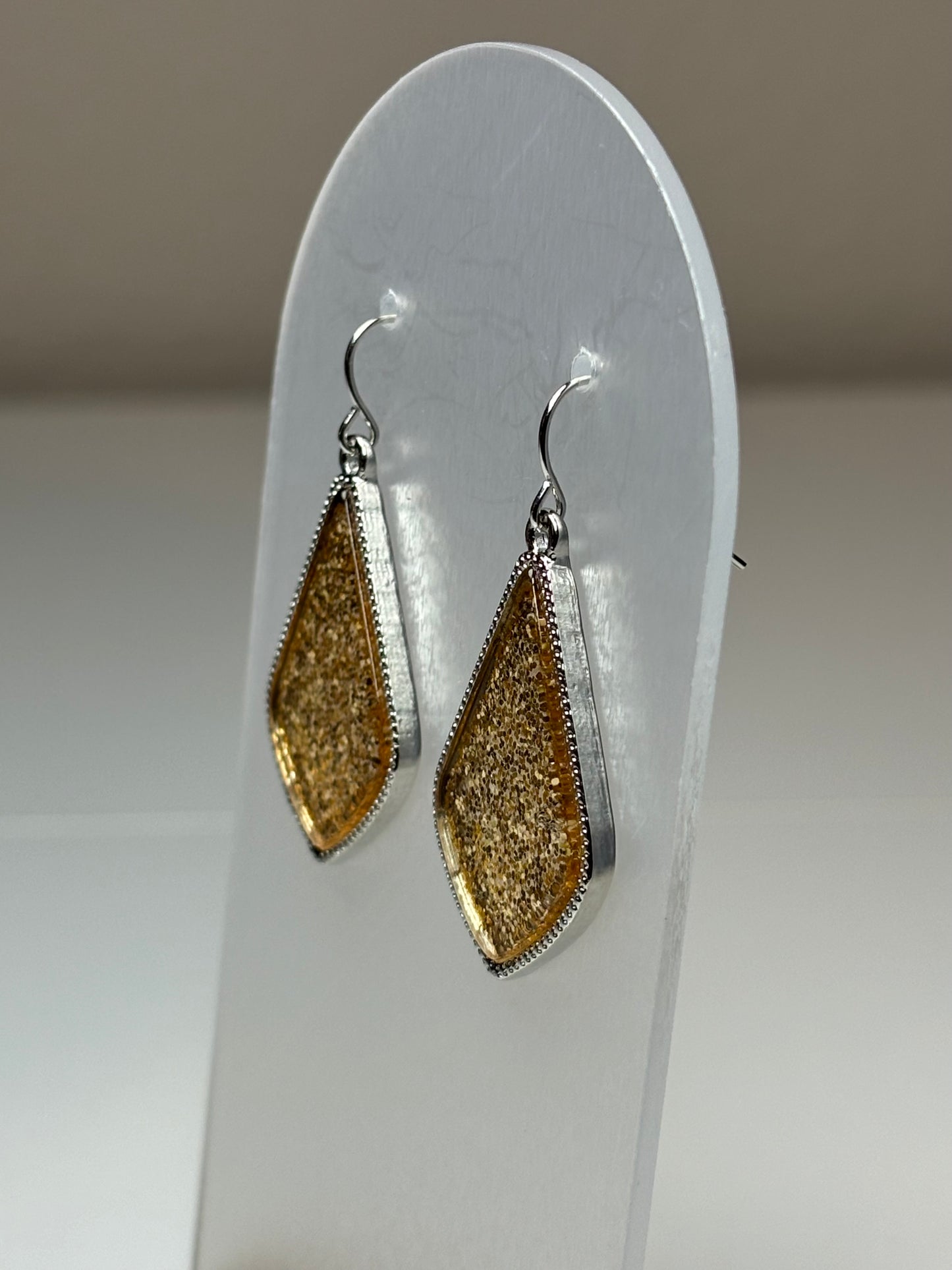 Small Silver with Gold Glitter Earrings