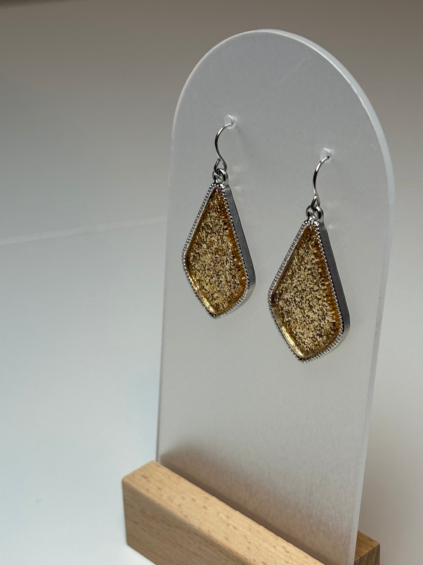 Small Silver with Gold Glitter Earrings