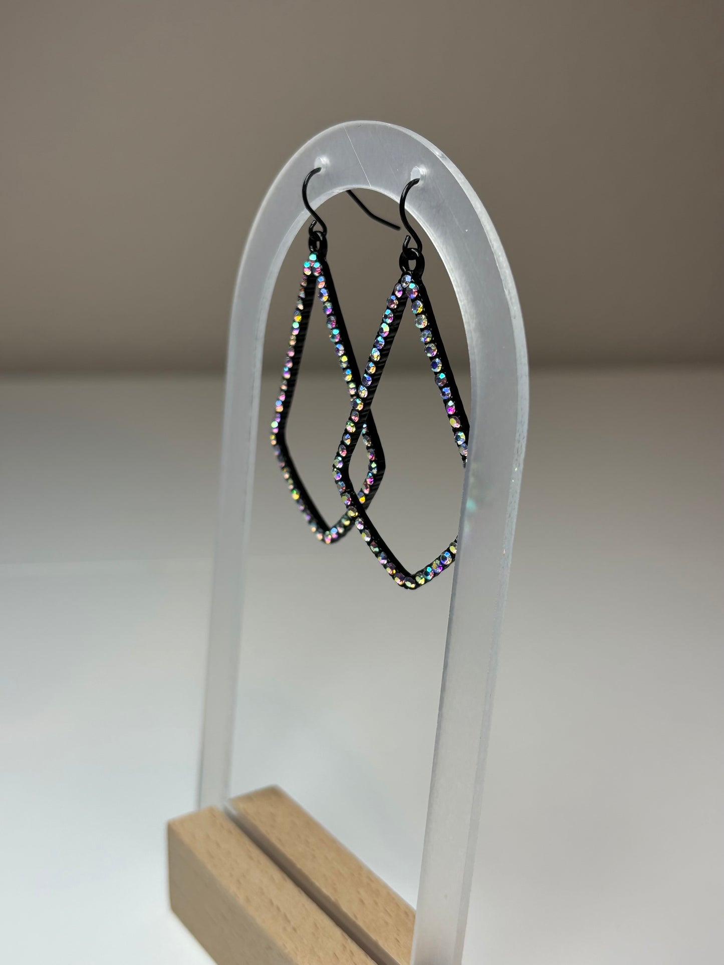 AB Rhinestone Teardrop Earrings