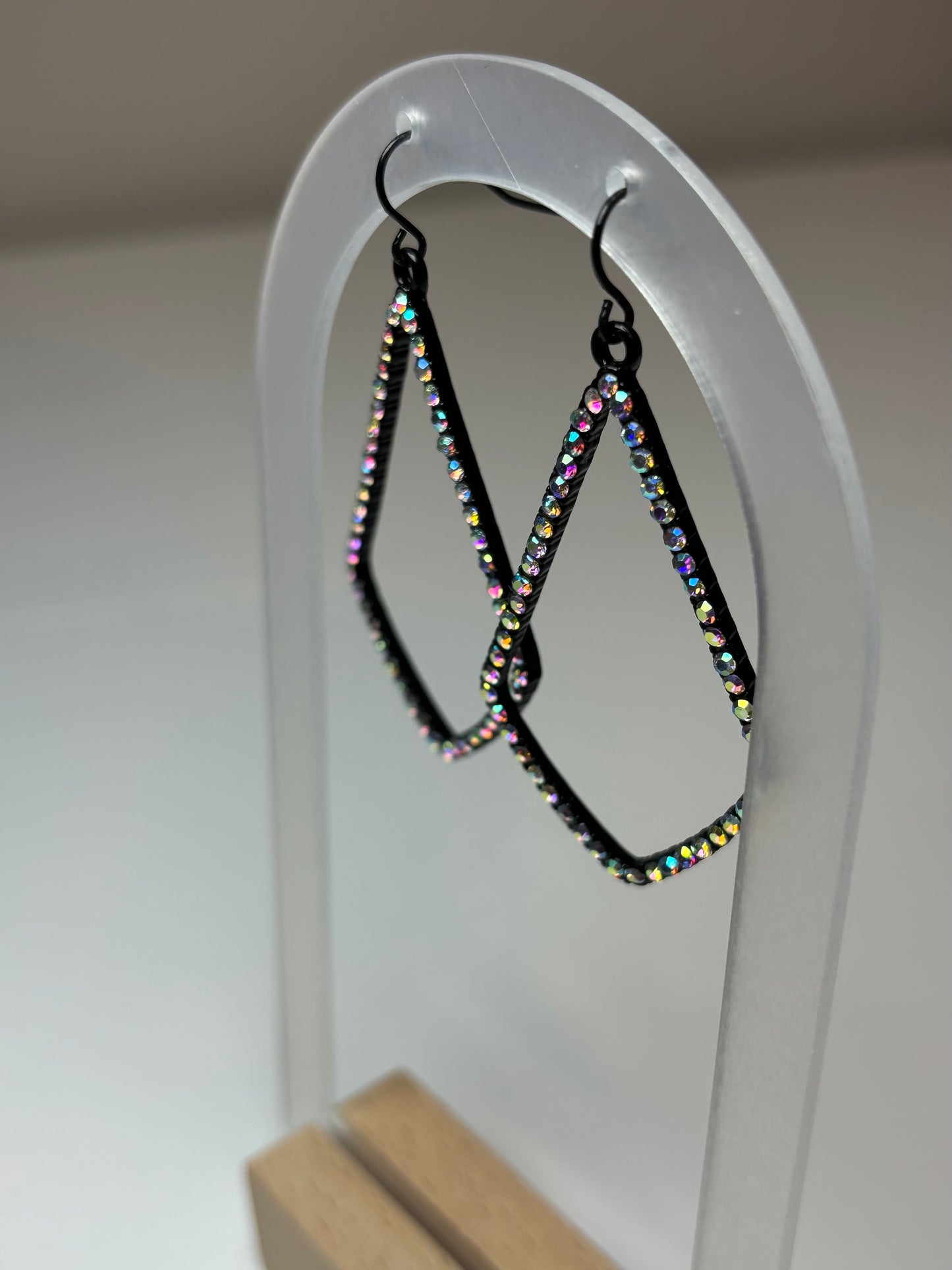 AB Rhinestone Teardrop Earrings