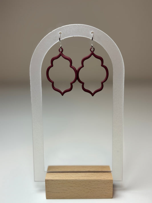 Geometric Maroon Earrings