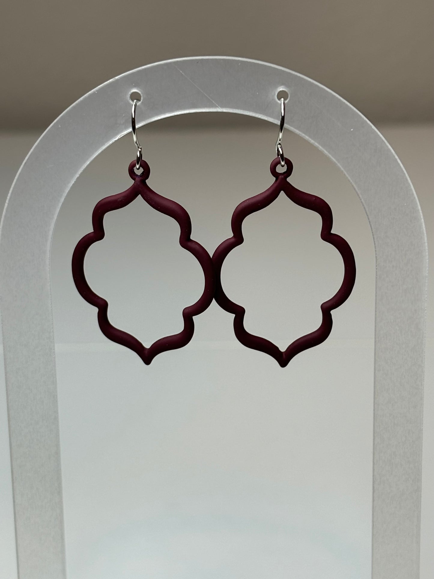 Geometric Maroon Earrings