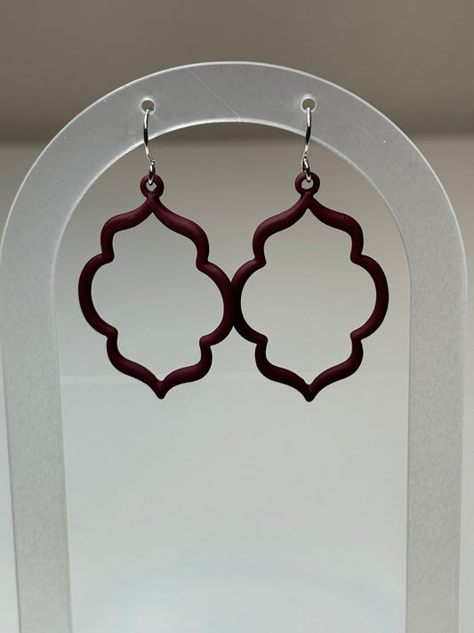 Geometric Maroon Earrings