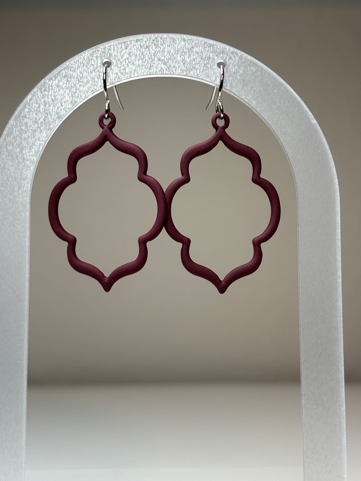 Geometric Maroon Earrings