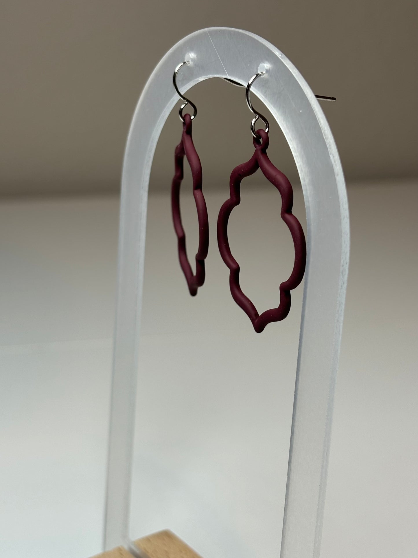 Geometric Maroon Earrings