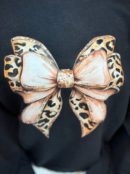 Leopard, Pink, and Tan Bow Sweatshirt
