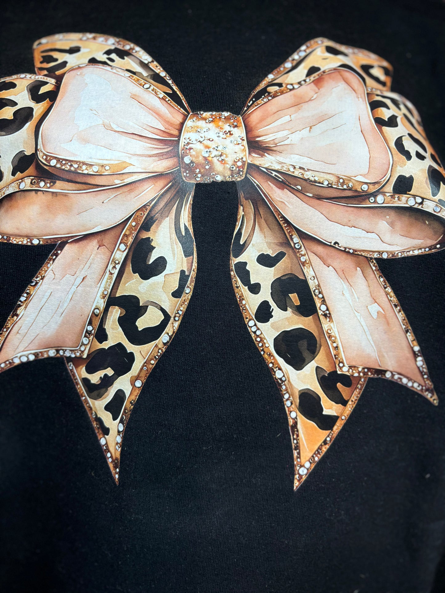 Leopard, Pink, and Tan Bow Sweatshirt