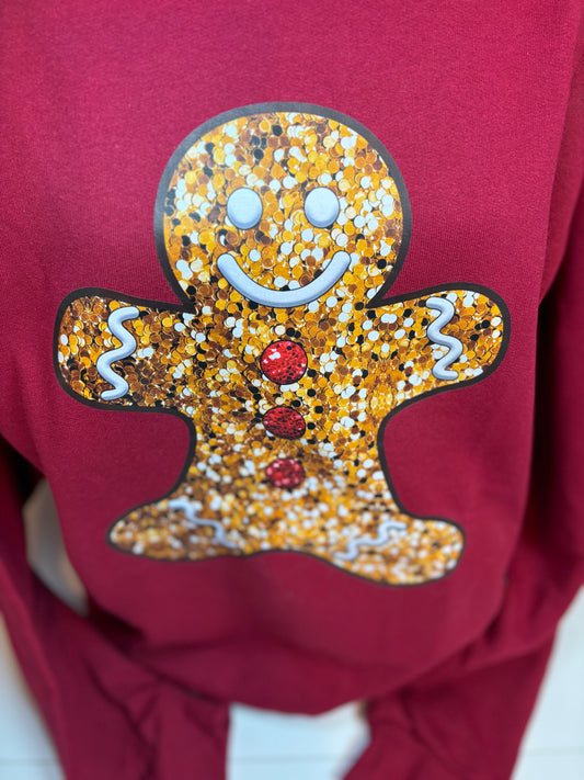 Faux Sequin Gingerbread Man Sweatshirt