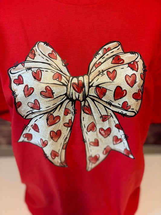 Glitter Heart Bow Valentine's Shirt