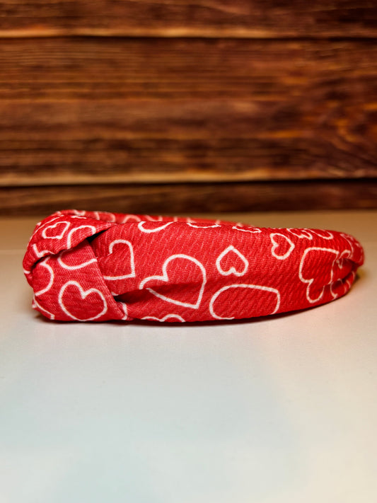 Red Heart Twist Headband – Valentine Style Fabric Headband