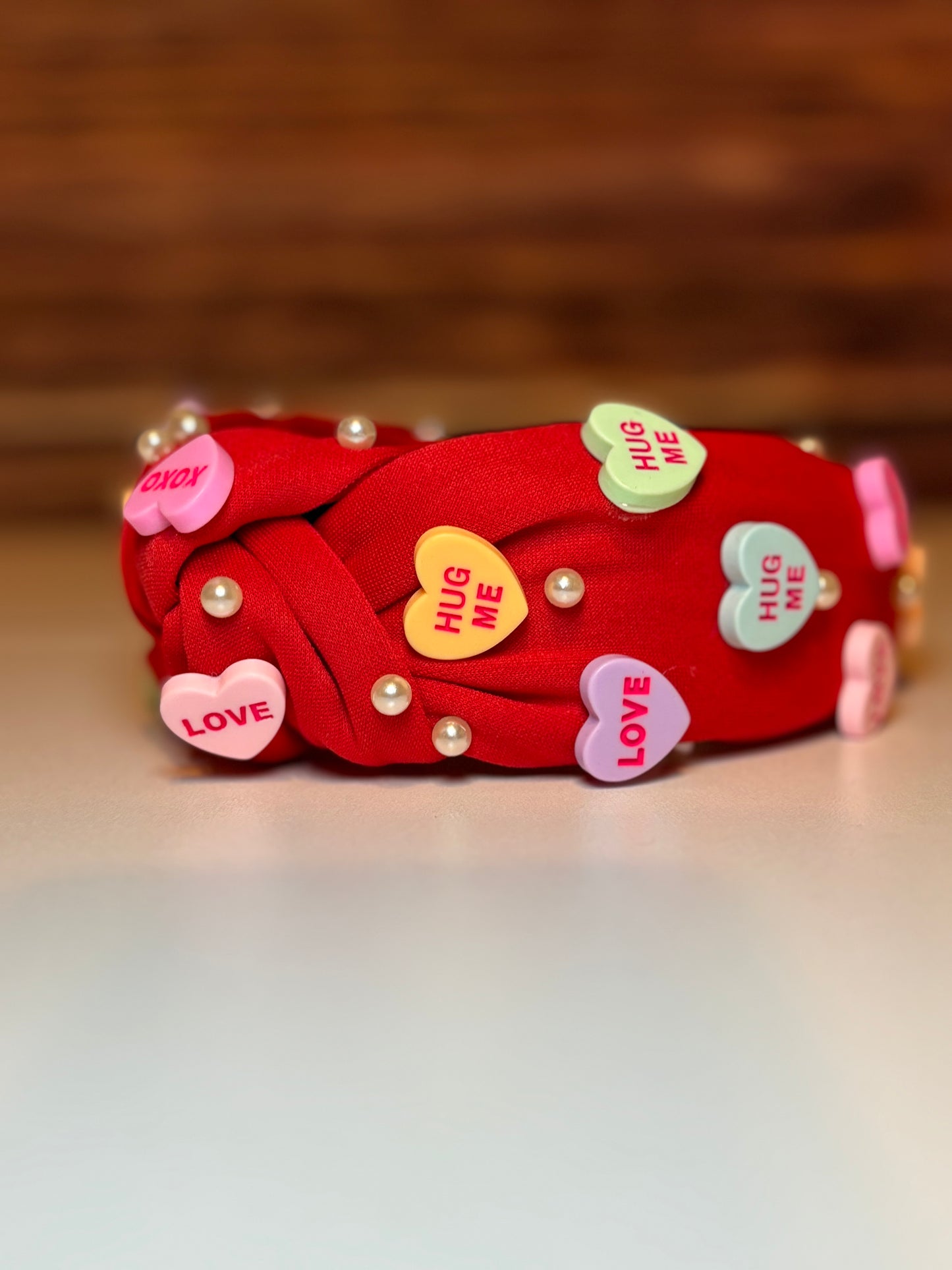 Candy Heart Embellished Knotted Headband – Valentine’s Edition