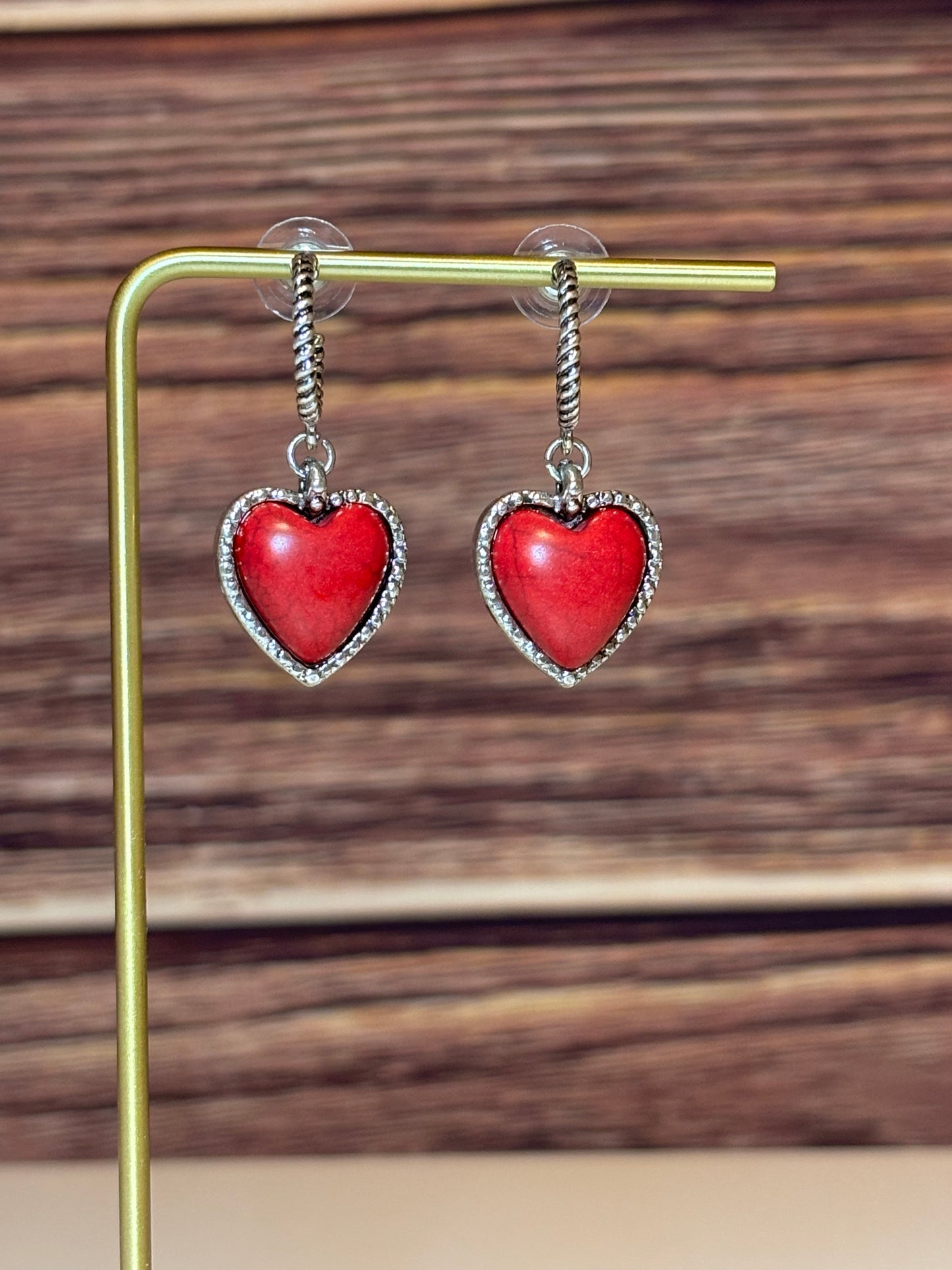 Red Heart Drop Earrings