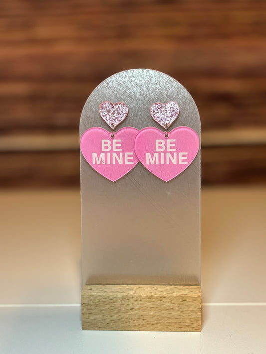Be Mine Pink Heart Dangle Earrings