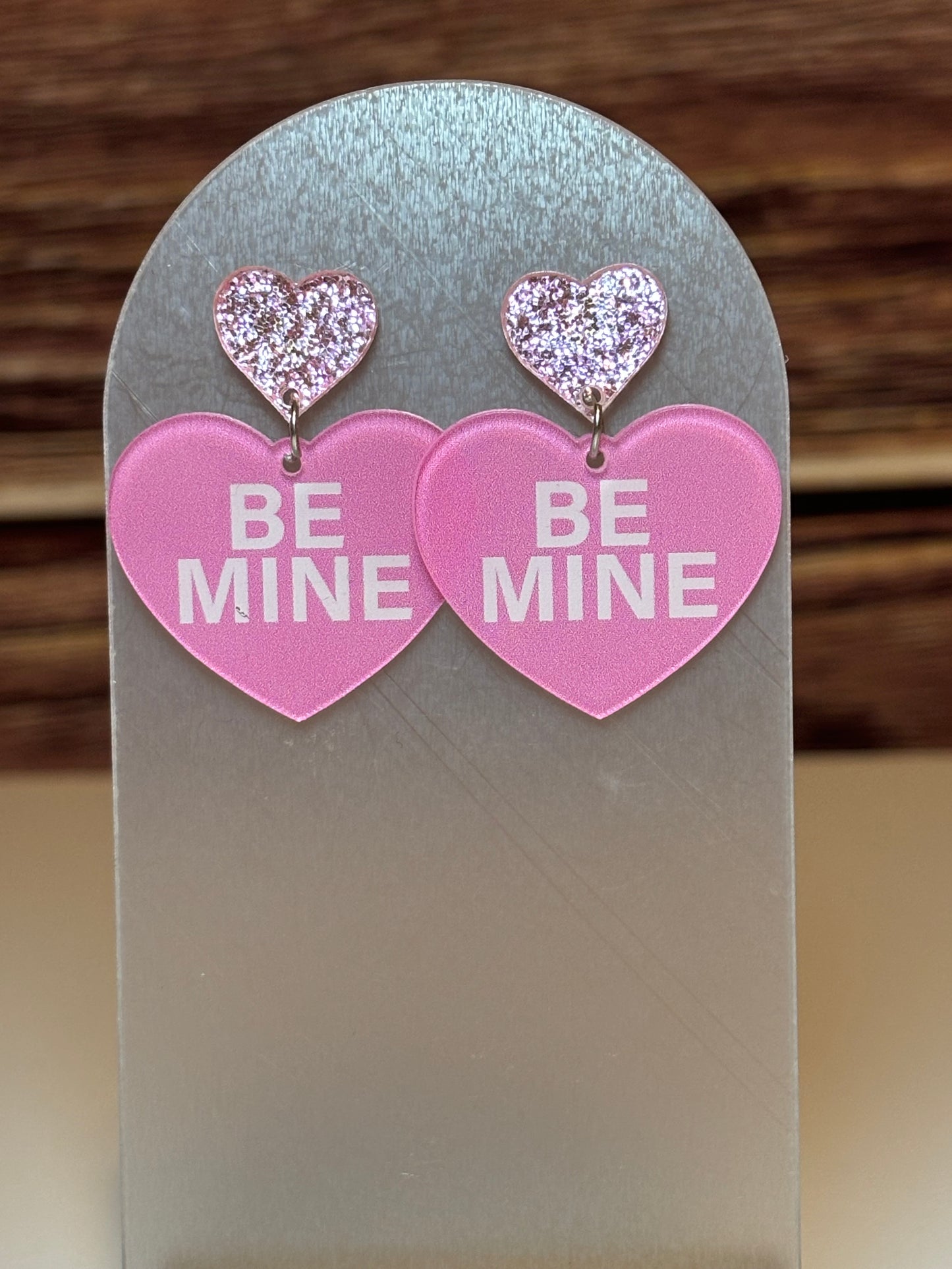 Be Mine Pink Heart Dangle Earrings