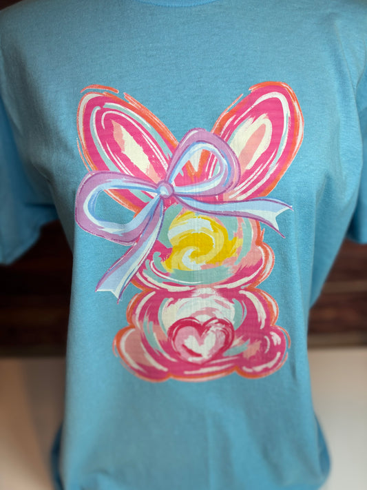 Pastel Bunny T-Shirt – Colorful Easter Bunny Graphic Tee | Spring Boutique Top