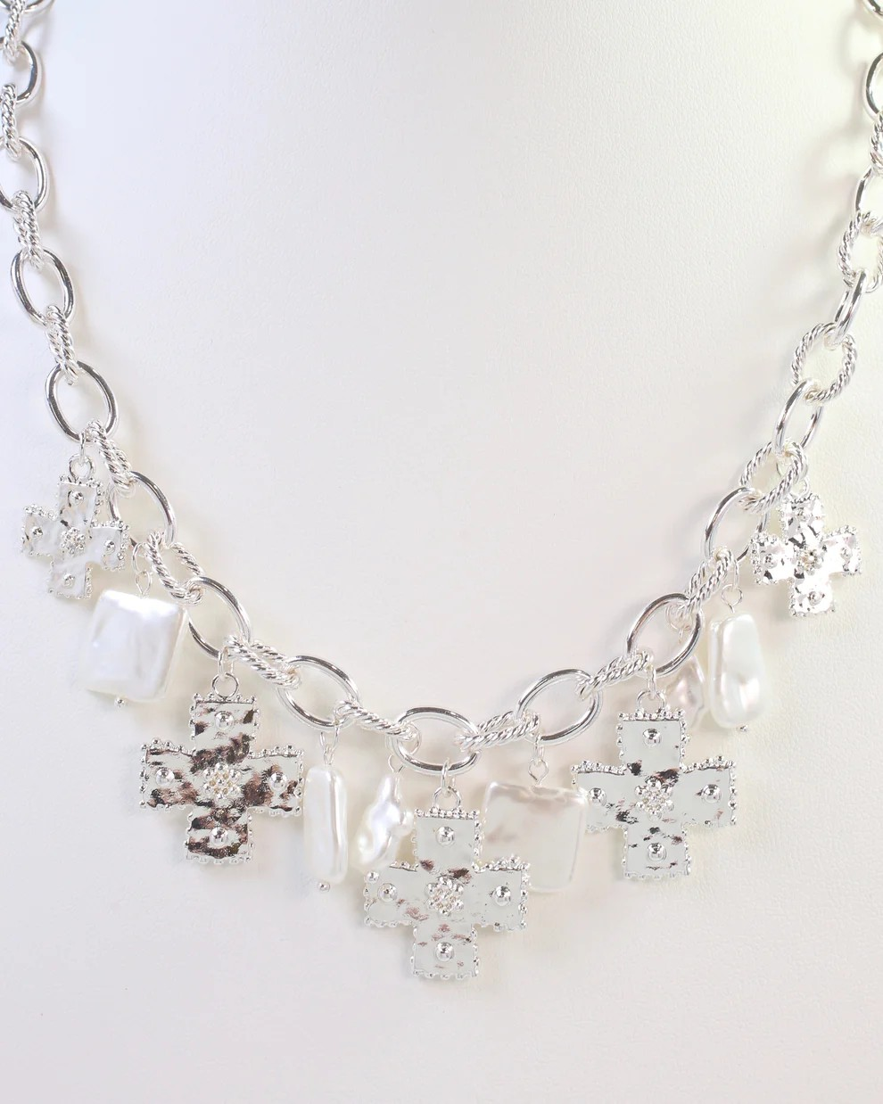 Silver Cross Charm Necklace