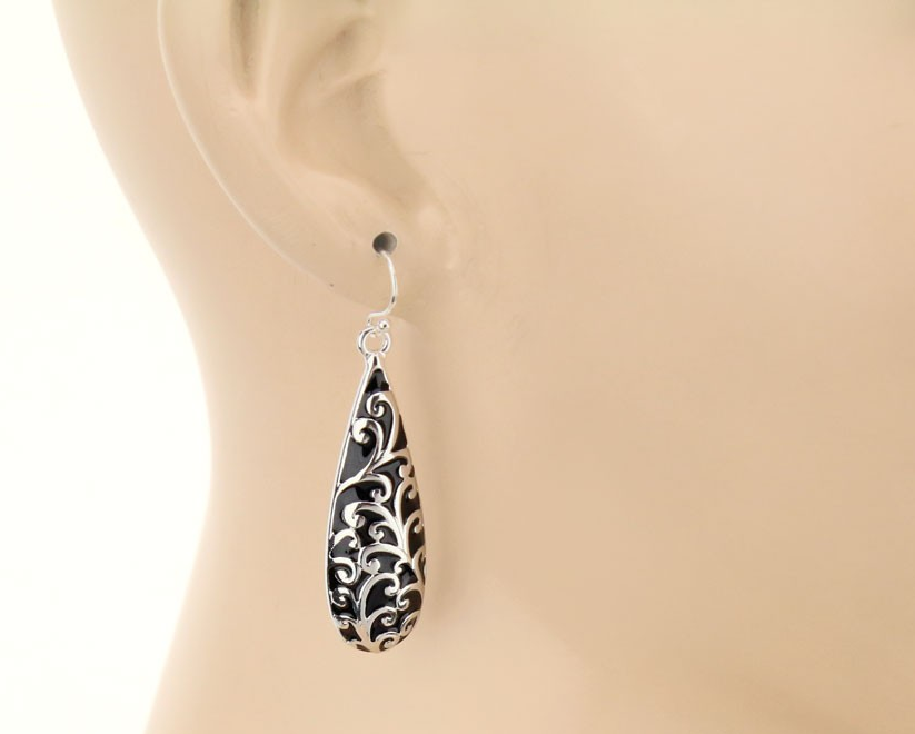 Silver Teardrop Dangle Earrings