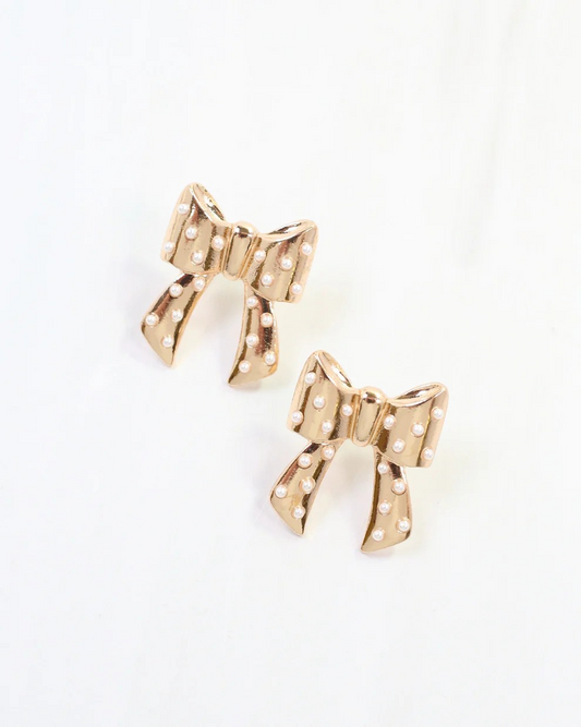 Gold Bow Stud Earrings