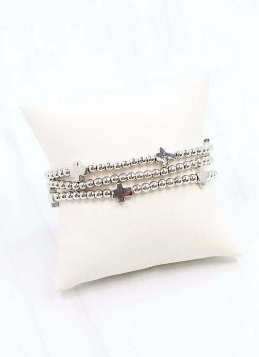 Silver Cross Bracelet Set