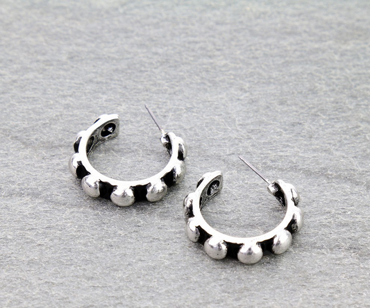 Western Small Bubble Ball Hoop Earrings
