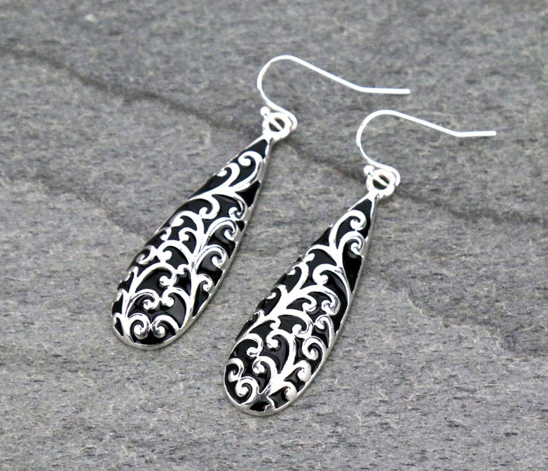 Silver Teardrop Dangle Earrings