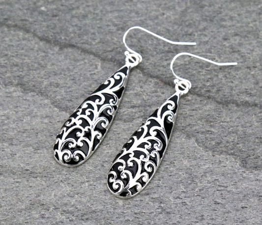 Silver Teardrop Dangle Earrings
