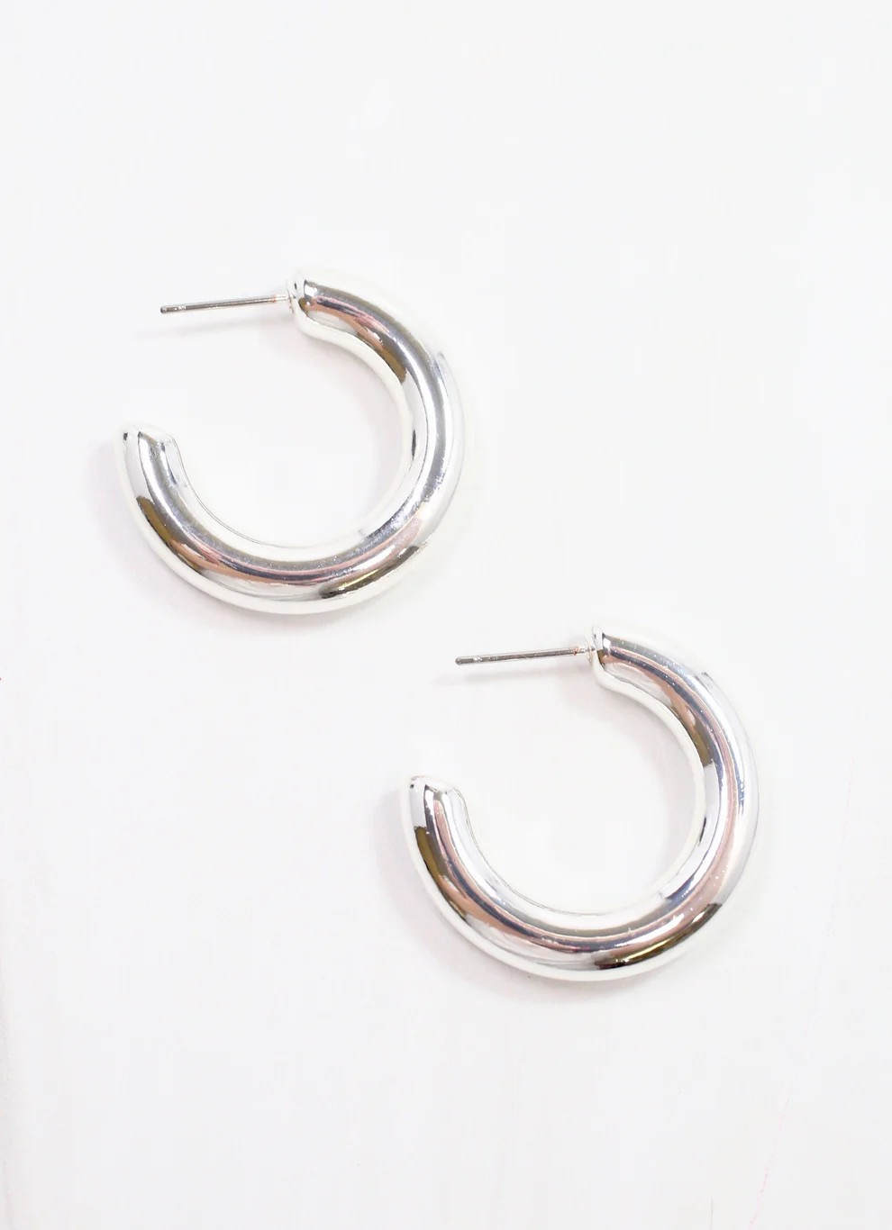 Silver Shiny Hoop Earrings