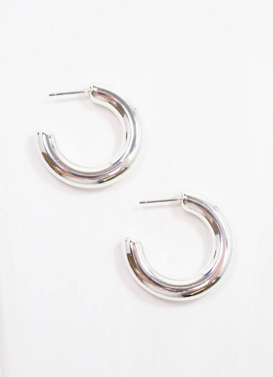 Silver Shiny Hoop Earrings