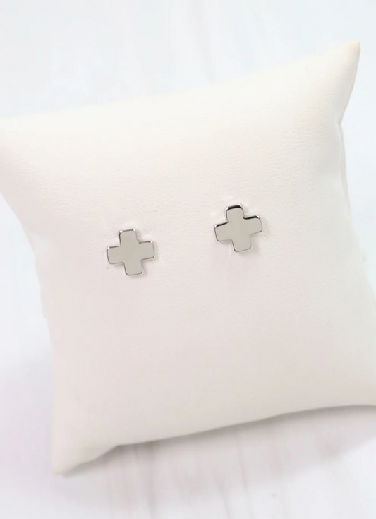 Silver Cross Stud Earrings