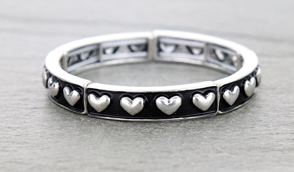Metal Large Heart Stretch Bracelet