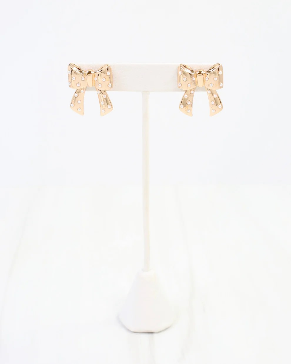 Gold Bow Stud Earrings