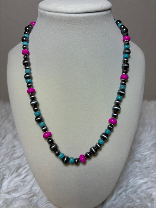 Navajo Style Pearl and Bead Necklace
