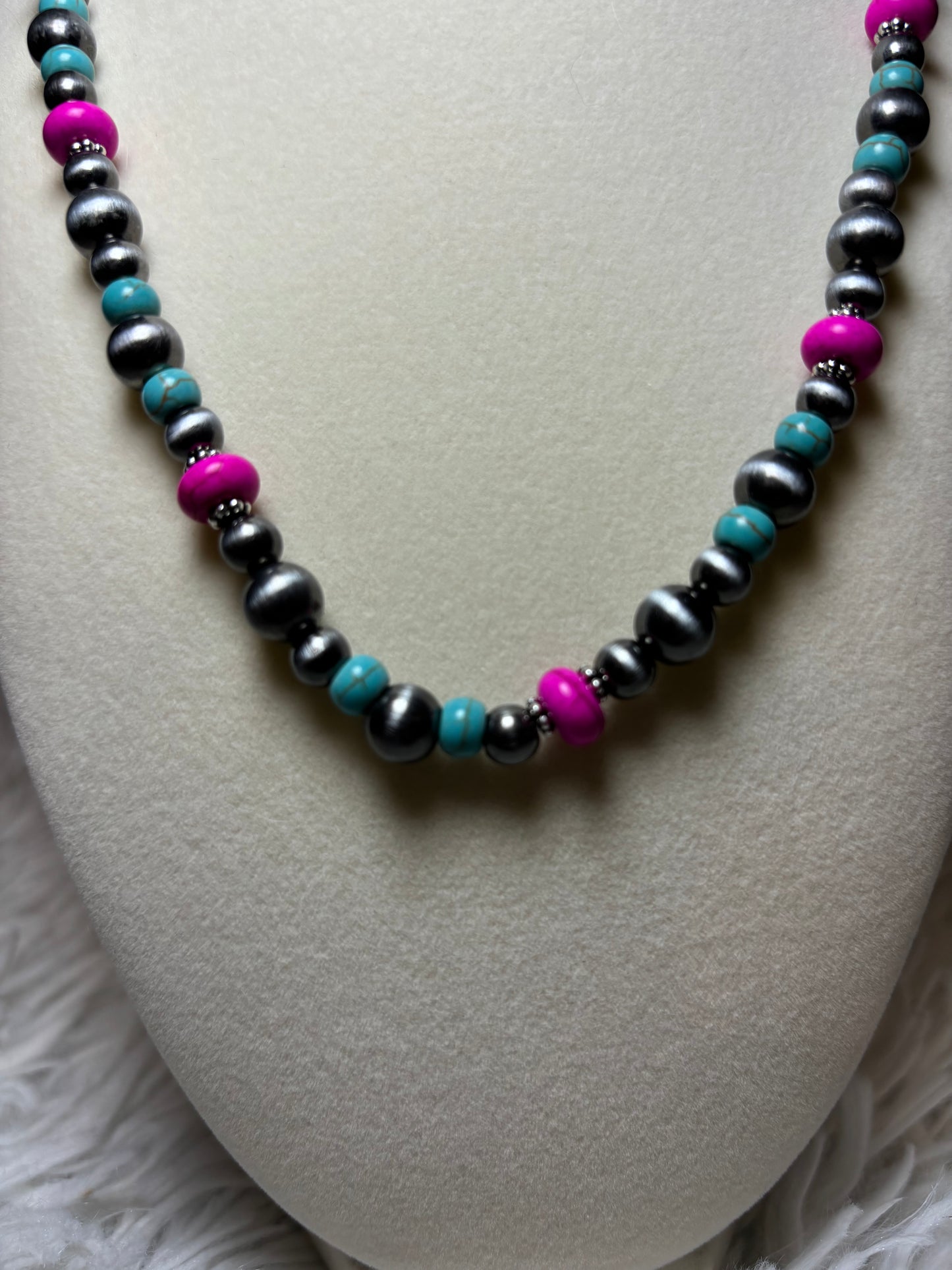 Navajo Style Pearl and Bead Necklace