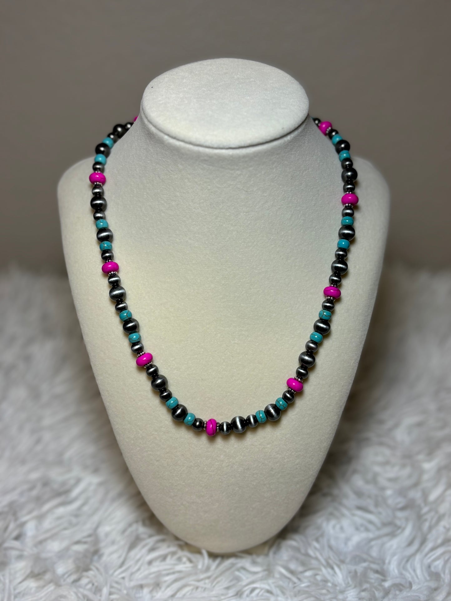 Navajo Style Pearl and Bead Necklace