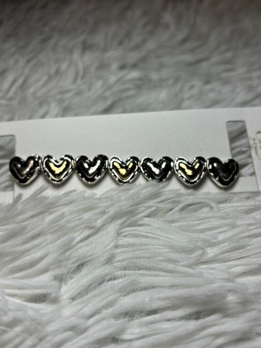Silver and Gold brushed Heart Stretch Bracelet