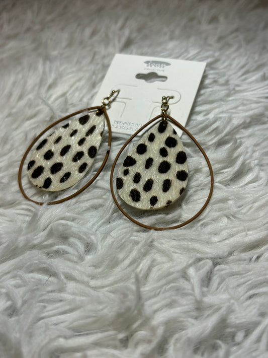 Leopard with Metal Teardrop Fish Hook Earrings